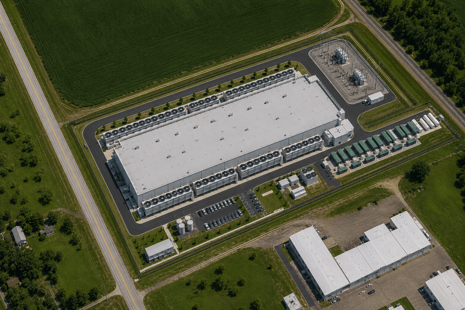 Representative 74 MW data center campus render