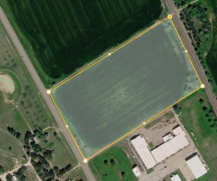 Aerial view of ±14 acre property boundary
